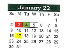 District School Academic Calendar for South Elementary for January 2022