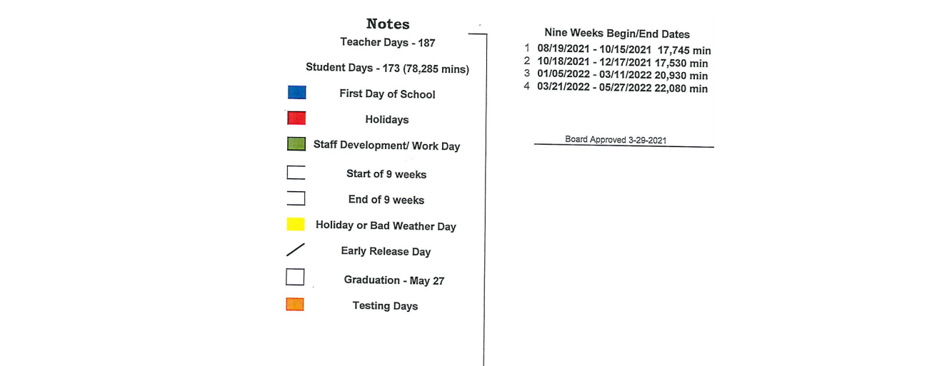 District School Academic Calendar Key for West Elementary