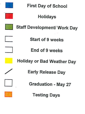 District School Academic Calendar Legend for South Elementary