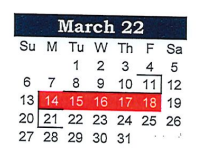 District School Academic Calendar for South Elementary for March 2022