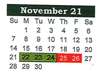 District School Academic Calendar for South Elementary for November 2021