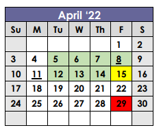 District School Academic Calendar for X I T Secondary School for April 2022