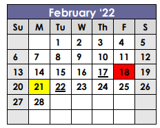 District School Academic Calendar for X I T Secondary School for February 2022