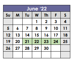 District School Academic Calendar for Dalhart Junior High for June 2022