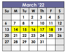 District School Academic Calendar for X I T Secondary School for March 2022
