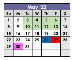 District School Academic Calendar for X I T Secondary School for May 2022