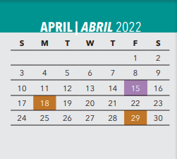 District School Academic Calendar for Sch Of Govt/law/law Enforcement for April 2022