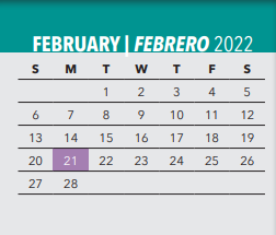 District School Academic Calendar for Birdie Alexander Elementary School for February 2022