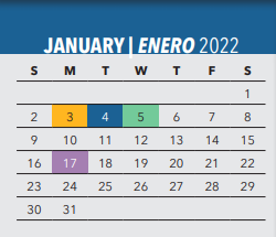 District School Academic Calendar for Irma Rangel Ywl School for January 2022
