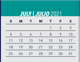 District School Academic Calendar for Sudie L Williams Elementary School for July 2021