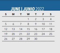 District School Academic Calendar for E B Comstock Middle for June 2022