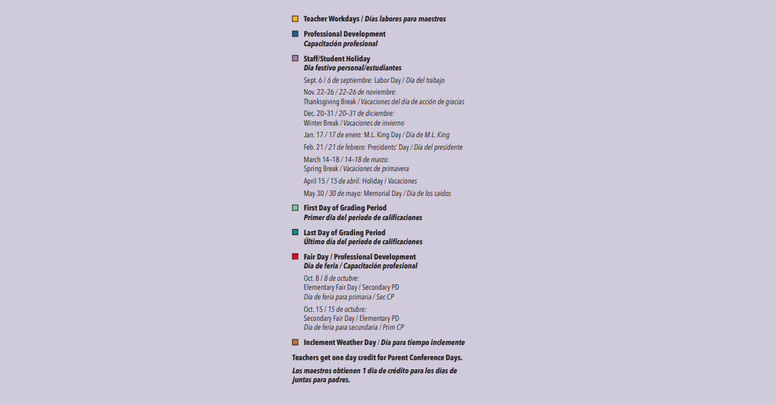 District School Academic Calendar Key for L V Stockard Middle