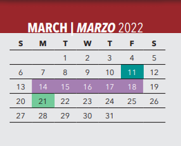 District School Academic Calendar for Henry W Longfellow Acad for March 2022