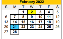 District School Academic Calendar for Danbury High School for February 2022