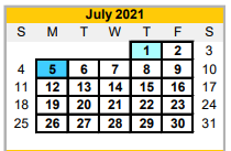 District School Academic Calendar for Brazoria Co J J A E P for July 2021