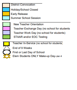 District School Academic Calendar Legend for Danbury Elementary