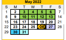 District School Academic Calendar for Brazoria Co J J A E P for May 2022
