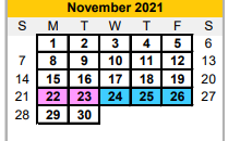District School Academic Calendar for Danbury High School for November 2021