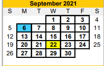 District School Academic Calendar for Danbury Elementary for September 2021