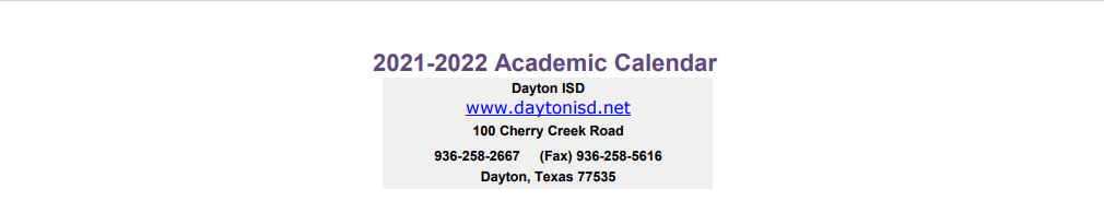 District School Academic Calendar for Hardin/chambers Ctr