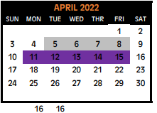 District School Academic Calendar for Dekalb Elementary School for April 2022