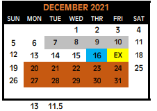 District School Academic Calendar for New Boston Daep for December 2021