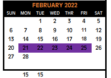 District School Academic Calendar for Dekalb Middle for February 2022