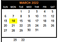 District School Academic Calendar for Dekalb Middle for March 2022