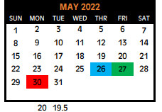 District School Academic Calendar for New Boston Daep for May 2022