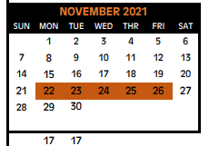 District School Academic Calendar for Dekalb Elementary School for November 2021