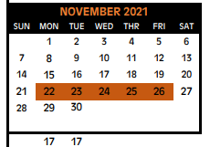 District School Academic Calendar for New Boston Daep for November 2021