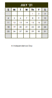 District School Academic Calendar for Perkins Middle for July 2021