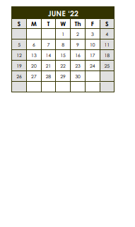 District School Academic Calendar for De Leon Elementary for June 2022