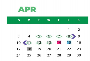 District School Academic Calendar for P A S S Learning Center for April 2022