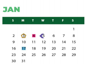 District School Academic Calendar for Amber Terrace Int for January 2022