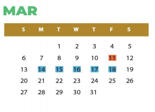 District School Academic Calendar for Frank D Moates El for March 2022