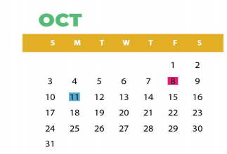 District School Academic Calendar for D H S Freshman Campus for October 2021