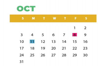 District School Academic Calendar for P A S S Learning Center for October 2021