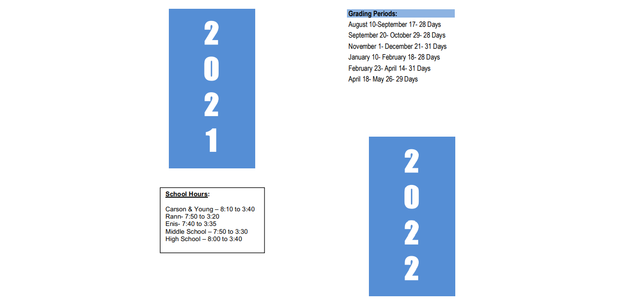 District School Academic Calendar Key for Carson Elementary
