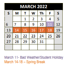 District School Academic Calendar for Rann Elementary for March 2022