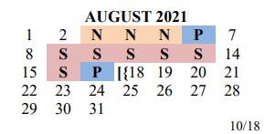 District School Academic Calendar for Del Valle High School for August 2021