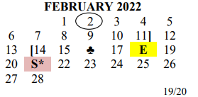 District School Academic Calendar for John P Ojeda Jr High for February 2022
