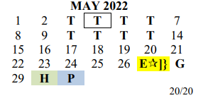 District School Academic Calendar for Del Valle High School for May 2022