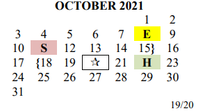 District School Academic Calendar for Hornsby Dunlap Elementary School for October 2021