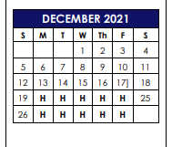 District School Academic Calendar for Grayson Co J J A E P for December 2021