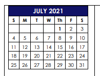 District School Academic Calendar for Golden Rule Elementary for July 2021