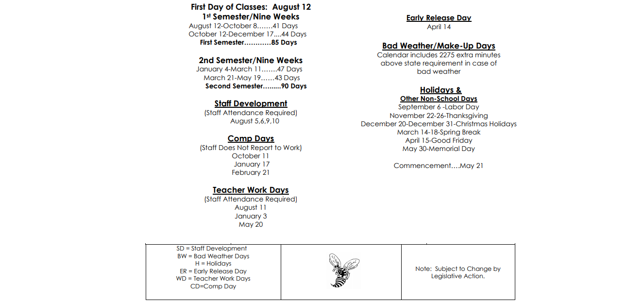 District School Academic Calendar Key for Houston El