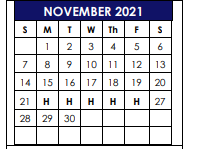 District School Academic Calendar for Houston El for November 2021