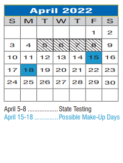 District School Academic Calendar for Mcmath Middle for April 2022