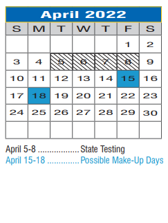 District School Academic Calendar for Calhoun Middle for April 2022